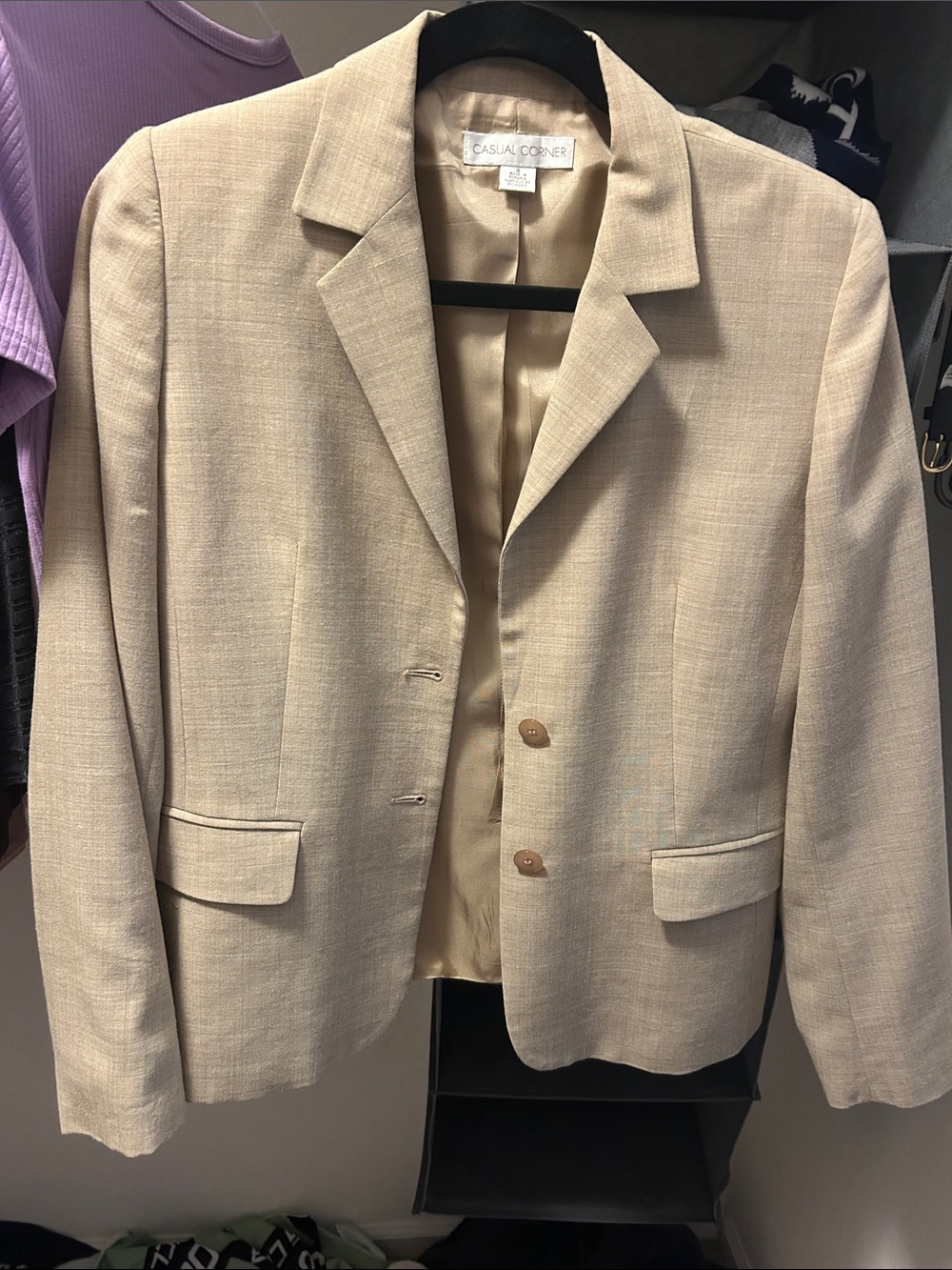 Casual Corner Light Beige Women's Blazer - Neutral Tan Jacket
